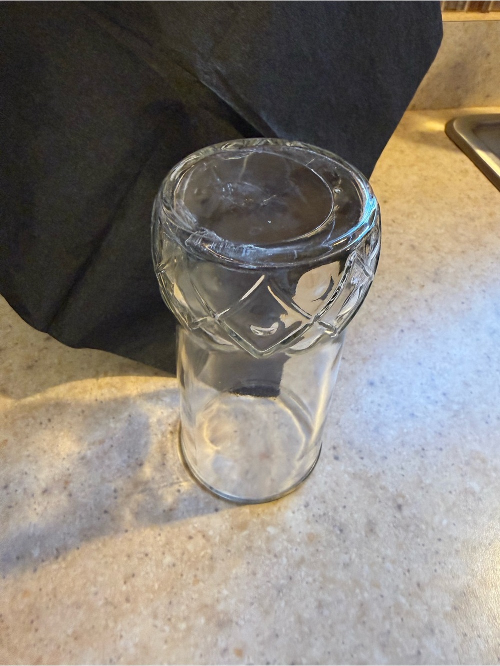 Clear Glass vintage drinking glass, jelly jar, dried meats